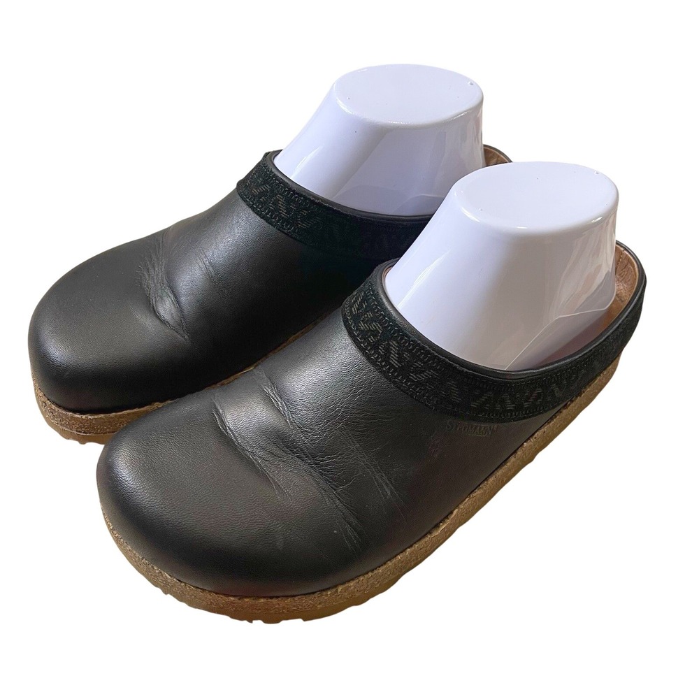 Stegmann Women 8 Graz Leather Clog Black Slip on Loafer Shoes‎ Slip On Slide